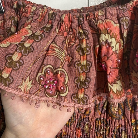 Gipsy Queen - Free People - Paisley One Shoulder Mini Dress Small/med NWT - Picture 10 of 14